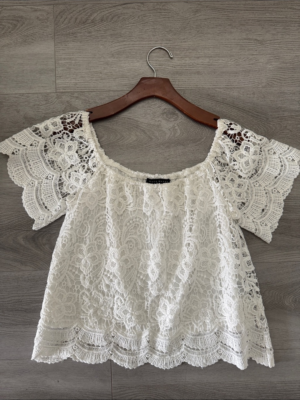 Haute Monde White Lace Off-Shoulder Blouse